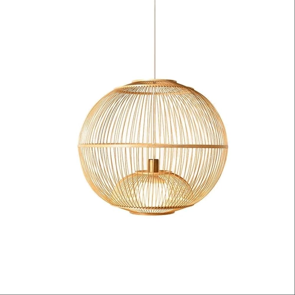 YNAHZAOK Handmade Woven Lighting Fixture for Dining Living Room Japanese Bamboo Woven Chandelier Light Fixture with Adjustable Suspension Line Creative Pastoral Bedroom Study Hallway Hanging Lamp