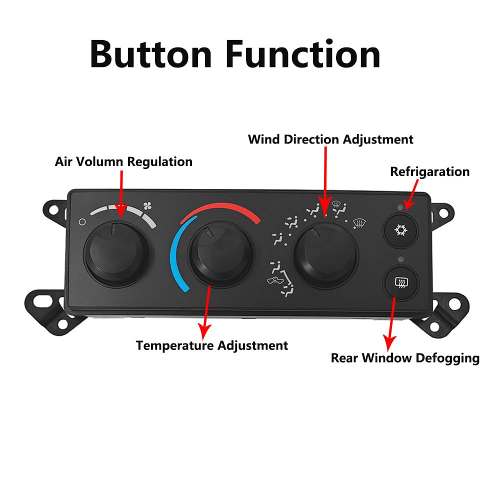 Climate Control Module Compatible with 2006-2008 Dodge Ram 1500 2500 3500 2008-2011 Dodge Dakota, A/C Air Conditioning Heater Control Switch Panel for 55057079AB, P55056569AD, 55056569AE