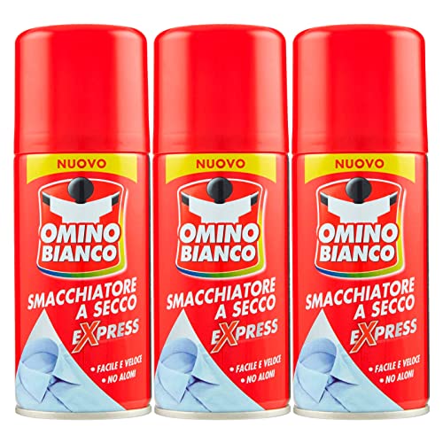 Omino Bianco - Producto específico para eliminar manchas intensas, quitamanchas en seco Expess, acción inmediata sin manchas, 3 botellas x 125 ml