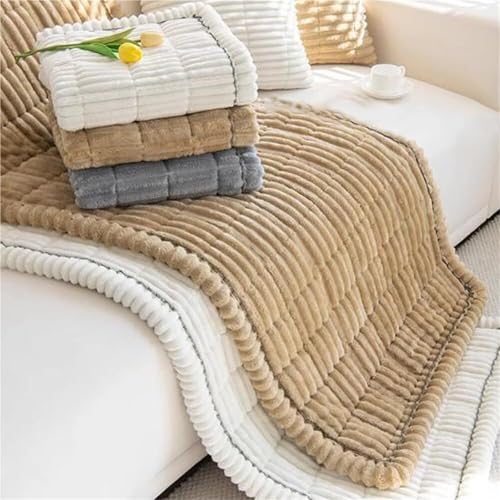 Housse de canapé d'angle velours côtelé doux 70x90 marron - 8