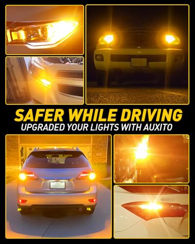 Image of AUXITO CANBUS 1156 LED Bulbs Amber Yellow with Built-in Resistor 7506 1003 1141 BA15S P21W Anti Hyper Flash Error Free Turn Signal Lights Blinker Parking Lights, Pack of 2