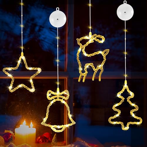 DazSpirit 4 Stück Weihnachtsbeleuchtung Fenster, 13 LEDs...