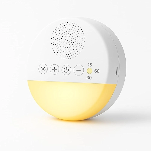Máquina de Som Ruido Branco White Noise Sleep Machine Aparelho de Som Ruído Branco com 20 Sons Calmantes, Luz Noturna e Timer – Acalma Bebês, Melhora o Sono de Crianças e Adultos