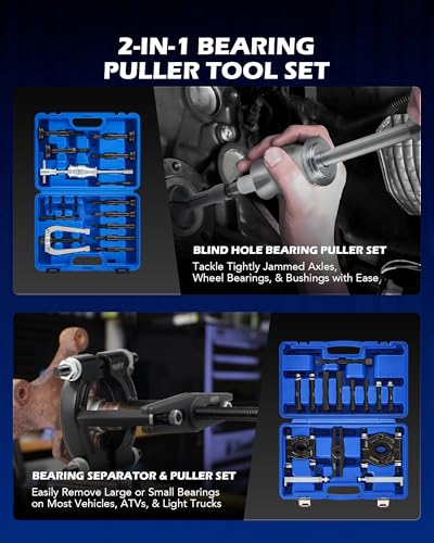Image of OMT 30pc Bearing Puller & Blind Hole Bearing Race and Seal Extractor Kit | Bearing Separator Set and Blind Hole Bearing Puller for Wheel Bearing Bushing Axle Removal with Slide Hammer