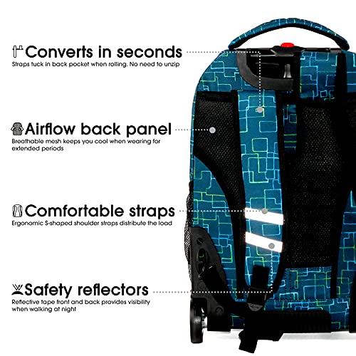 Image of J World Sundance Laptop Rolling Backpack for Girls Boys. Roller Bookbag with Wheels, 20 Inch, Soft Line