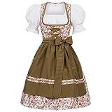Mufimex Damen Dirndl Kleid Dirndlkleid Trachtenkleid Midi Blümchenstoff Joise 36