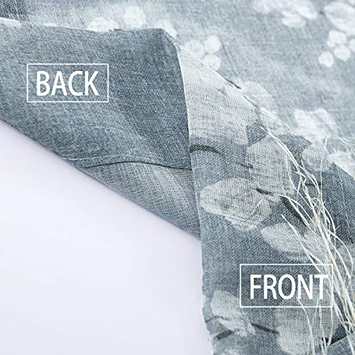 Fmfunctex Blue-White Sheer Curtains For Living-Room 84" Long Blossom Print On Flax Linen Blend Window Curtain Panels 2 Pack Rod Pocket, 50" W #TOP4