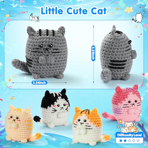 Image of YWQZBHEMO Crochet Cat Kit for Beginners Women - Crochet Kit with Step-by-Step Video Tutorials, Learn to Crochet Kits for Adults Women