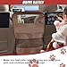 DUSCOKE Dog Car Net Barrier Between Seats - Pet Barrier Vehicle Travel Dog Fence with Mesh Window for Safe Driving - Vehicle Divider Car Backseat Barrier Storage Bag for SUVs and Trucks (Brown)