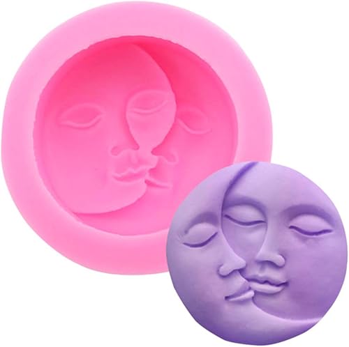 Moon and Sun Face Kiss para bricolaje pastel fondant hornear galletas hechas a mano bomba de baño bandeja de jabón 3D caramelos duros gota pegamento