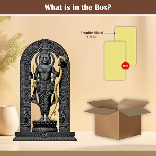 Image of JD FRESH 6 Inch Shree Ram Lalla Murti /God Idols /Ayodha's Shree Ram Statue /Home Decor /Decorative Items for Living Room /Car Dashboard Idols /Office /Show Piece (Black&Gold)