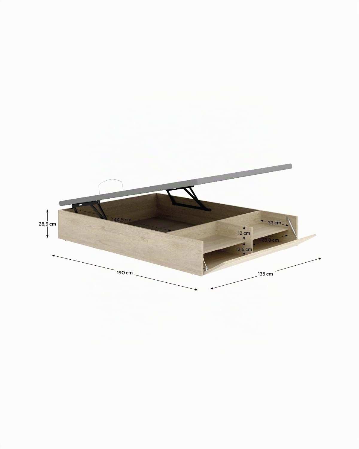 DEKIT Grupo RIMOBEL - LAN CANAPE Recto con Zapatero Cama 135- Natural -32x134x190cm