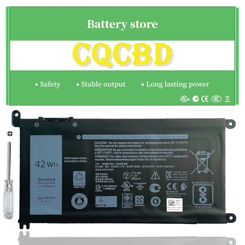CQCQ WDX0R Battery for Dell Inspiron 13 15 5000 7000 Series 5368 5570 7579 7378 5567 7573 5565 5379 5378 Latitude 3180 3189 3490 3590 3340 3400 3390 3500 3190 Vostro 5468 5568 FC92N CYMGM [11.4V 42Wh]