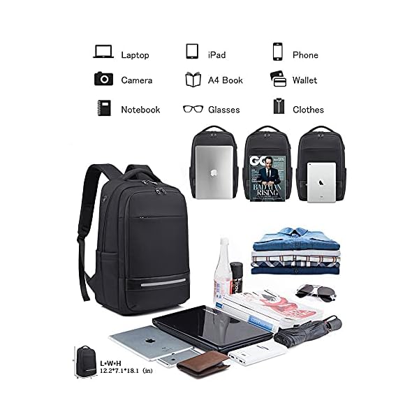 Vodlbov Mochila para Ordenador Portátil Impermeable Antirrobo Unisex 17 Pulgadas, Gran Capacidad con Puerto USB - Imagen 3