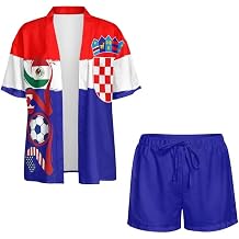ZFRXIGN World Cup 2026 Womens 2 Piece Outfits Kimono Cover up and Drawstring Shorts Set Football Game Day Outfits S-XL