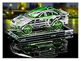 SHENGH Kristallauto Modell Figur mit Parfüm Flasche Glas Auto Papiergewichte Ornament Dekor Heim Tabelle Dekor Auto Interieur Decor Kic Geschenk kristall Ornament (Color : Green)