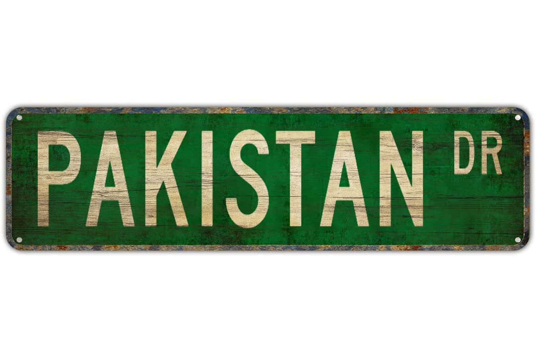 Sitrmgh Sign Street Pakistan Pakistan Gift Pakistan Souvenir Street Rustic Metal Tin Home Outdoor Art Wall Decor 4X16 Inch