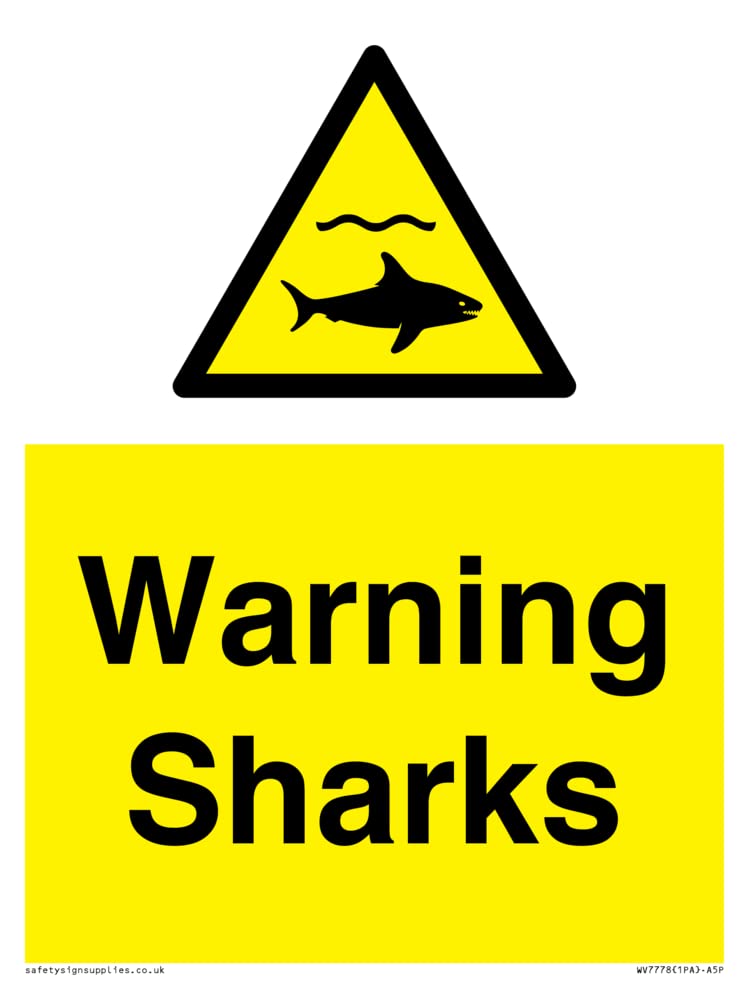 Warning sharks Sign - 150x200mm - A5P