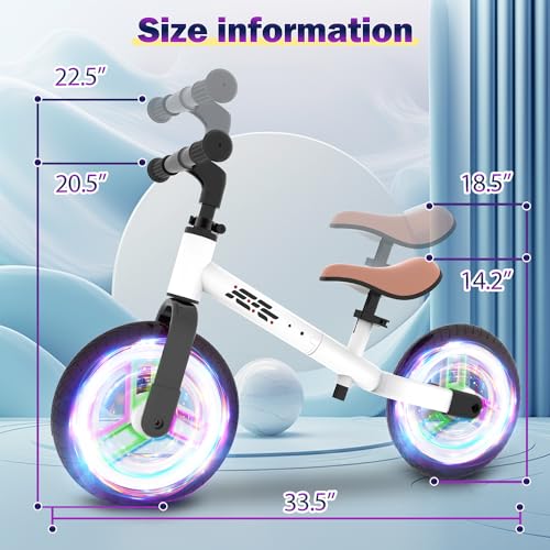 Wetify Colorful Lighting Balance Bike 2 Year Old, 2-5 Year Old Toddler Balance Bike, No Pedal Bikes With Adjustable Handlebar & Seat thumb #6