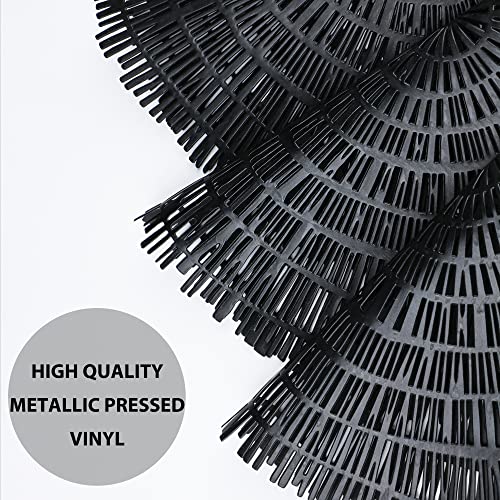 Black Round Placemats Set Of 8 Metallic Pressed Vinyl Dining Table Mats Farmhouse Kitchen Hollow Out Wood Pattern 15Inch Table Setting Fall Spring Decoration Gold Centerpiece Snowkingdom (Black, 8) #TOP5