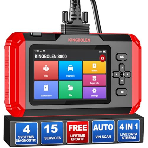 KINGBOLEN S800 OBD2 Diagnosegerät, KFZ-Codeleser Für 4 Systeme Motor/Getriebe/ABS/SRS Und 15...