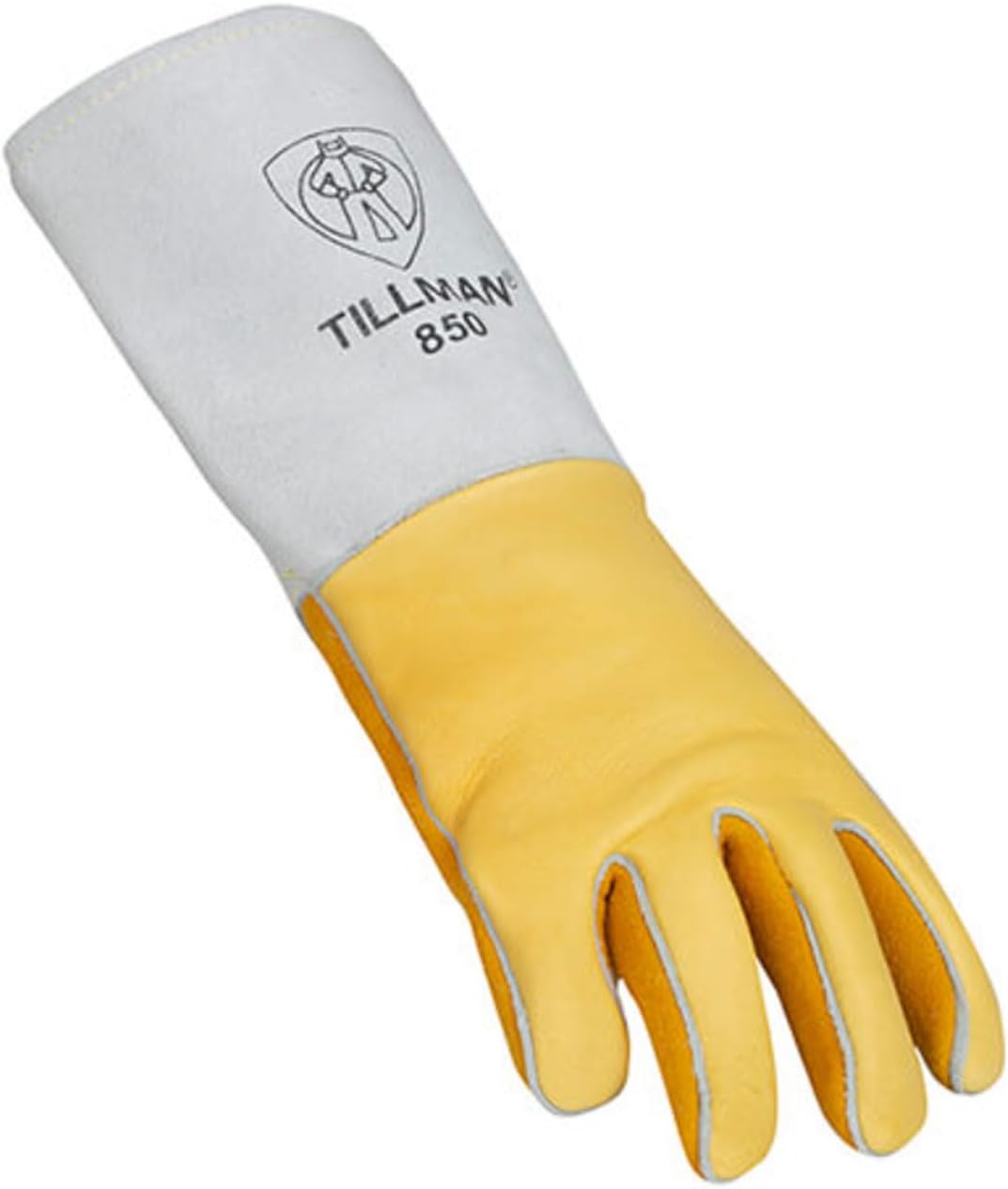 Gold 14" Top Grain Elk Cotton/Foam Lined Welders Gloves With Straight Thumb, Stiff Cowhide Cuff, Welted Fingers, Para-aramid synthetic fiber® Stitching And Pull Tab (Carded)