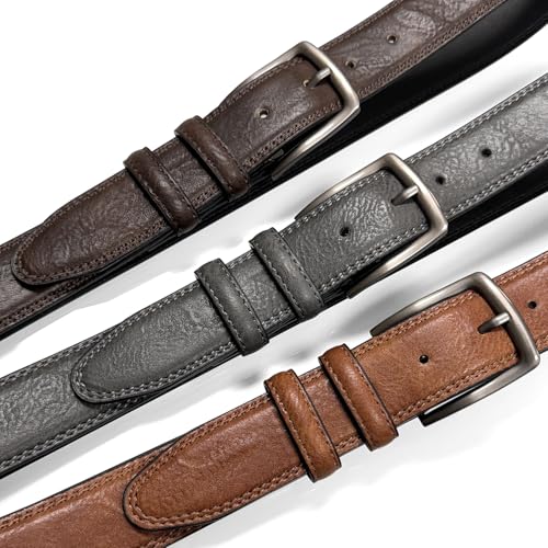 Men's Vegan Faux Leather Belt Classic Work Business Dress Belt 1-3/8"(35mm) wide4