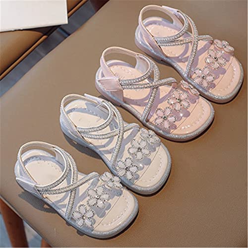 Big Kids Girl Sandals Summer Crystal Flower Design Princess Shoes Daily With Princess Dress Wear Dance Shoes for4