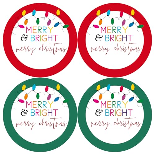 Alynta Merry and Bright Stickers - 2 Inch 120Pcs Merry Christmas Stickers Large Christmas Name Tags Sticker Holiday Sticker for Cards Craft Envelope Seals Ornaments
