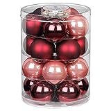 Christbaumkugeln / Weihnachtskugeln / Weihnachtsbaumkugeln aus Glas / Farbe: Mix aus weinrot - bordeaux und rosa - altrosa
