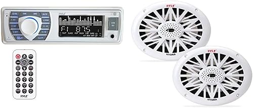 Pyle Receptor marino Bluetooth estéreo + altavoces marinos dobles Pyle de 6 x 9 pulgadas | Sistema de audio impermeable para barco