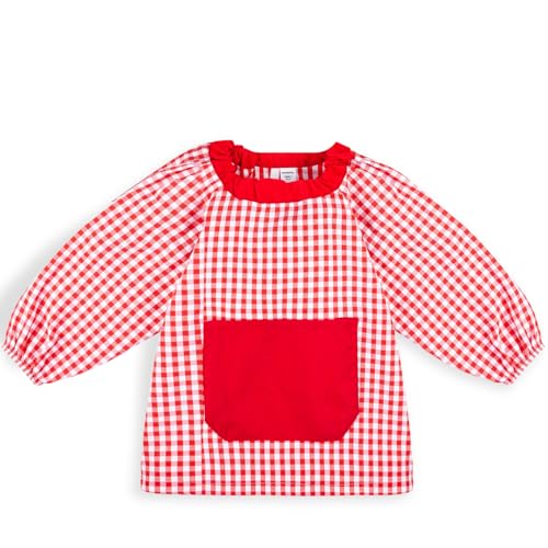 HOMYBABY® Babi Escolar Infantil Guarderia y Colegio - Bata Escolar Niño y Niña - Baby Escolar Infantil fácil de poner y quitar - Bolsillo y Puños Cerrados (Red, 0-1 años / 80 cm)