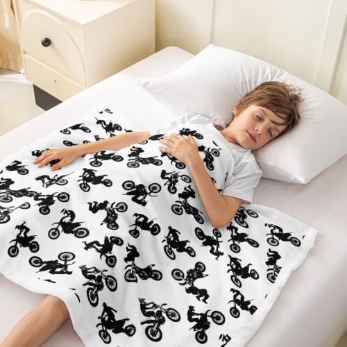 Image of Feelyou Motocross Rider Fleece Throw Boys Girls Gift Sofa Warm