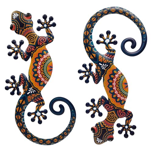 Liffy Metal Eidechse Gecko Wandkunst - 2er Pack 15 Zoll Metall...