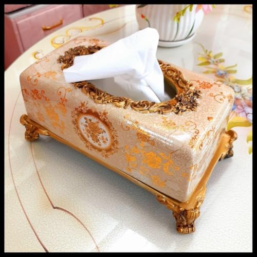 輸入雑貨シノワズリ『薔薇のティッシュBOX』ゴールド薔薇柄リビング