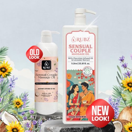 Image of Rubz Sensual Massage Oil | Romantic Body Oil For Couples | Aromatherapy Blend For Relaxation & Smooth Skin | Perfect For Date Nights & Spa Moments | 1 Litre