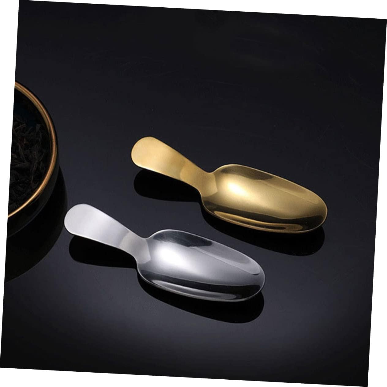 Mobestech 4pcs Stainless Steel Tea Spoons Short-handled Dessert and Tea Scoops for Ice Cream and Seasoning and Kitchen Essentials