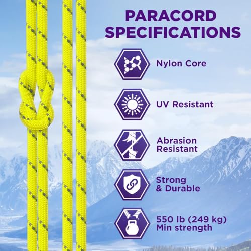 Image of TECEUM Reflective Paracord Rope 1000 - 1000ft /200ft /100ft /50ft - 40+ Colors - Glow in the Dark - para Cord - Utility Rope for Survival, Hunting & Camping Gear - Nylon String, Camping Rope, Tent Cord
