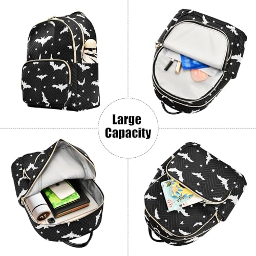 Image of Halloween Bat Mini Backpack Fashion Backpack Purse for Women,Handbag Shoulder Bag Casual Daypack, Ladies Gift for College Work (M)