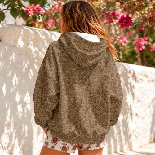 Quarter Zip Hoodie Women Leopard Oversized Comfortable Pullover Hoodie - image 6