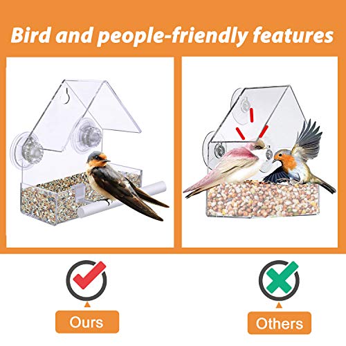 Extra-Strong-Suction-Sups-Window-Bird-Feeder-with-Drainage-Holes-Windowsill-Birdfeeders-for-Small-Birds-only-LIANGPIN-Acrylic-Clear-House-Shape-Design