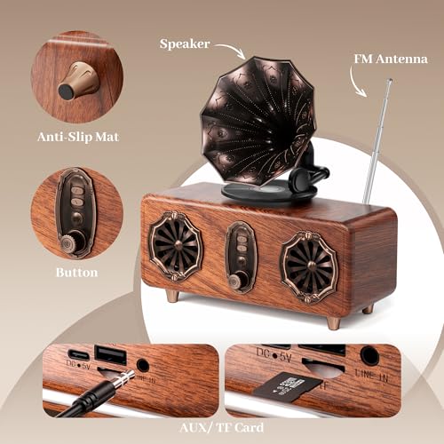 Retro Bluetooth Speaker, FM Radio with Dual-Speaker Design for Home Kitchen by Asxill - Used condition - Image 5