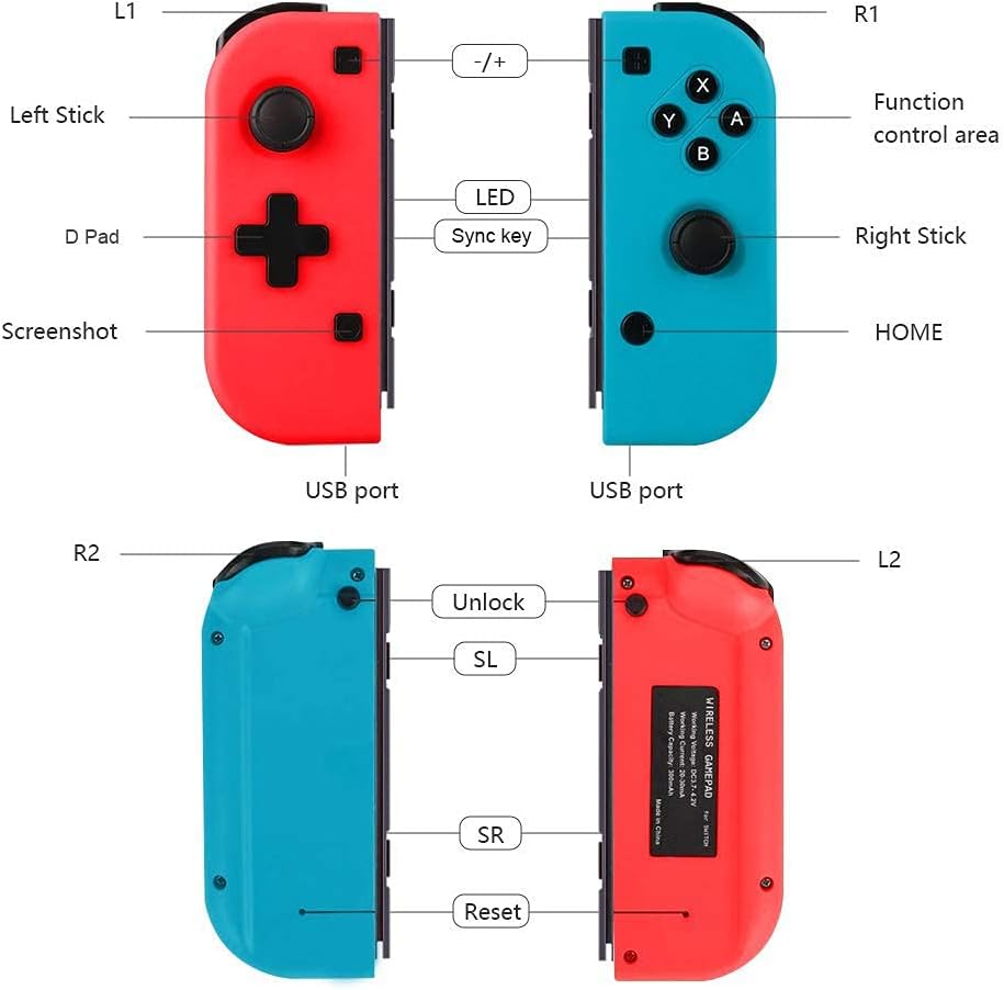 Flash Deals - 50% OFF TUTUO Wireless Controllers for Nintendo Switch, Joypad Wireless Controllers Remote Motion Joypads L/R Switch Gamepad Bluetooth Replacement Controller Compatible for Nintendo Switch （Red and Blue