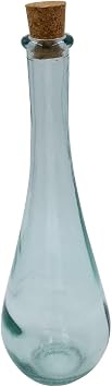 Green Glass Bottle from Spain Teardrop Shape Bottle with Cork 11 ounce 1