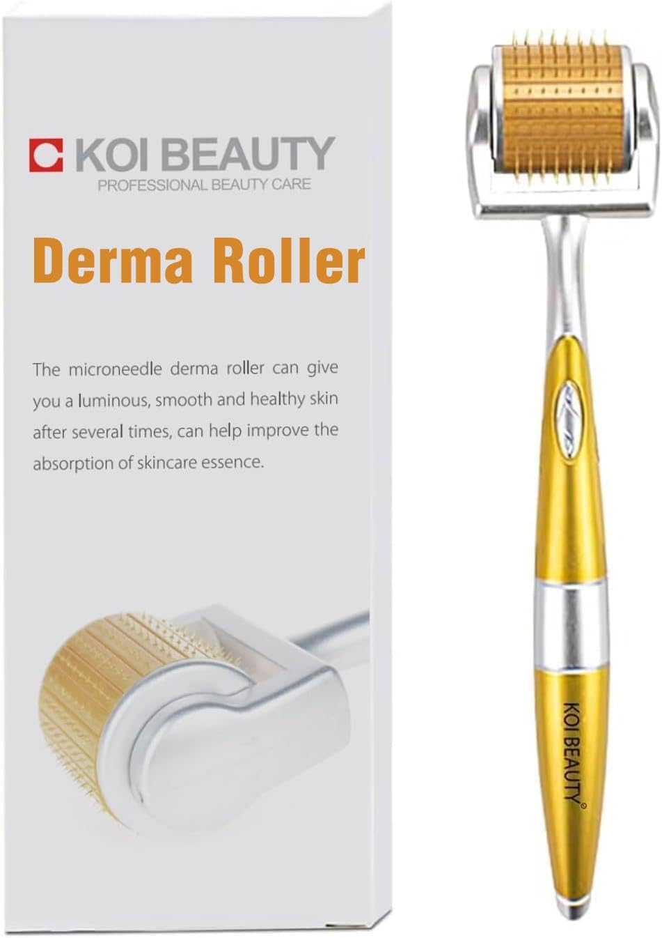 KOI BEAUTY Derma Roller 1mm- 192 Real Individual Needles Titanium, Microneedling Roller for Hair, Beard Roller for Beard Growth, Needling Roller for Face Body Scalp for Women Men At Home