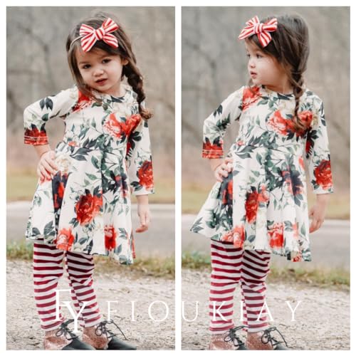 Image of Toddler-Girls-Fall-Clothes-Set Little Girls Highlow Tunic Tops+Leggings Outfit Boutique Clothing