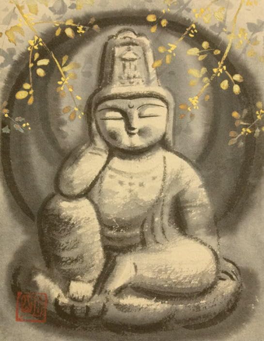Amazon｜穐月 明「 野の佛 」 日本画 SM (サムホール)｜アート