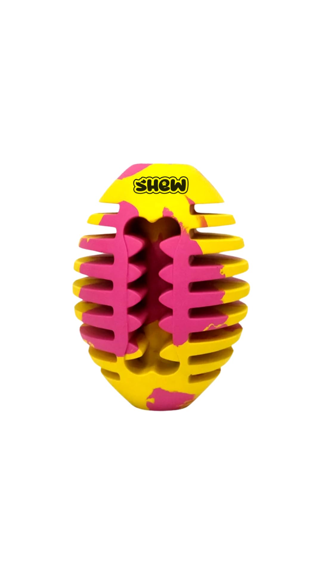 The SHEWY - Ultra-Durable Treat Dispensing Dog Toy Ball, Pink & yellow