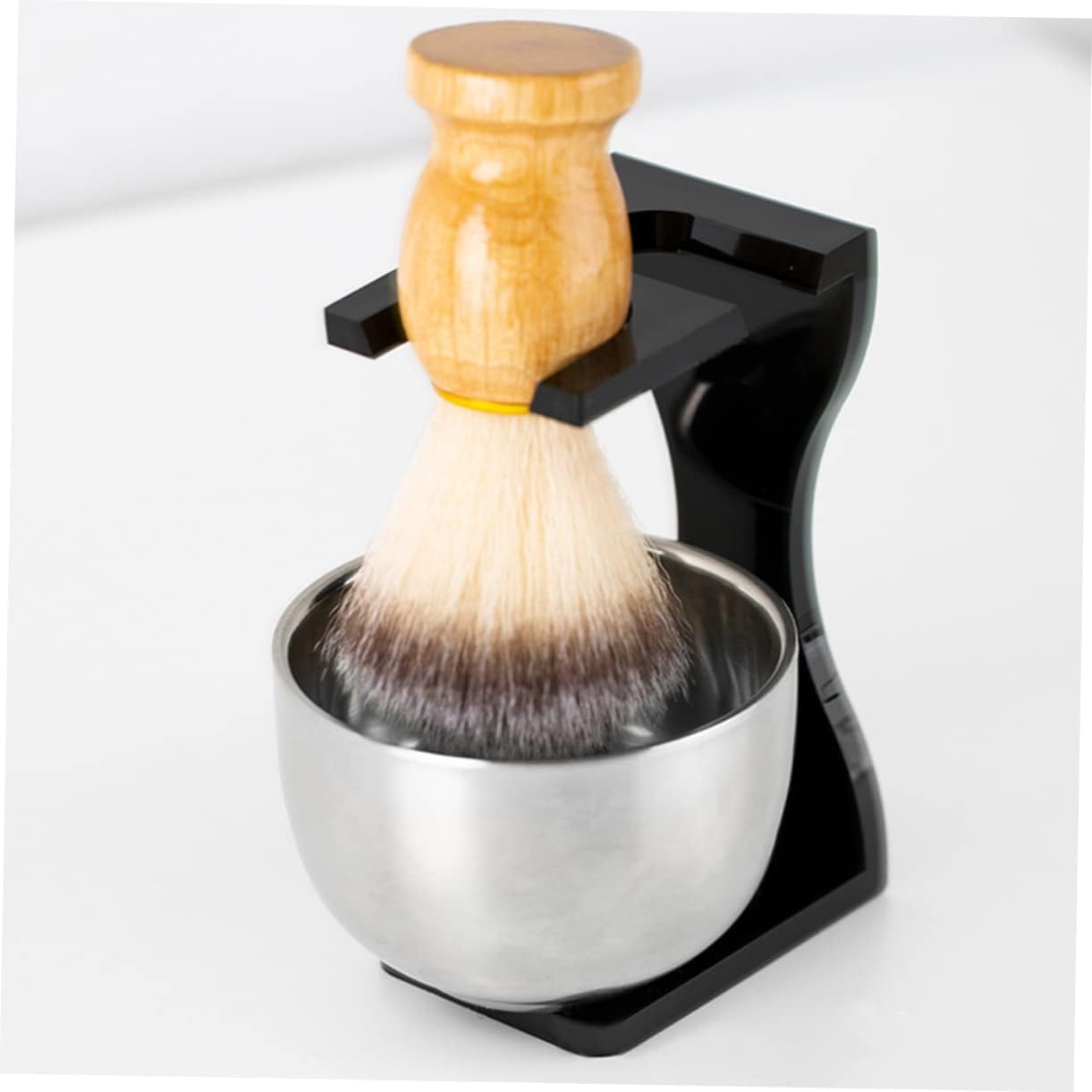 1set Beard Brush Stand Shaving Bowl and Holder for Men Rack for Convenient Storage and Drying Men's Grooming Tool for Daily Use