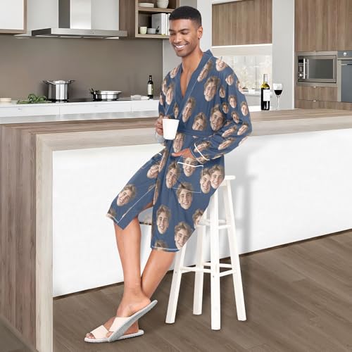 Custom Face Robe for Men Personalized Nightshirts Funny Nightgown Bathrobes for Party Wedding Birthday4